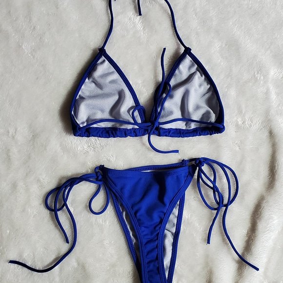 NWOT Blue two piece thong string bikini - Picture 3 of 11